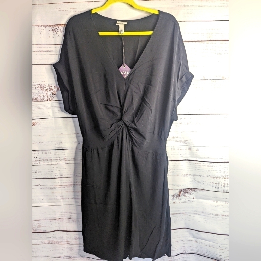 NWT Ava & Viv Black Knot Front Dress w/Pockets  2X